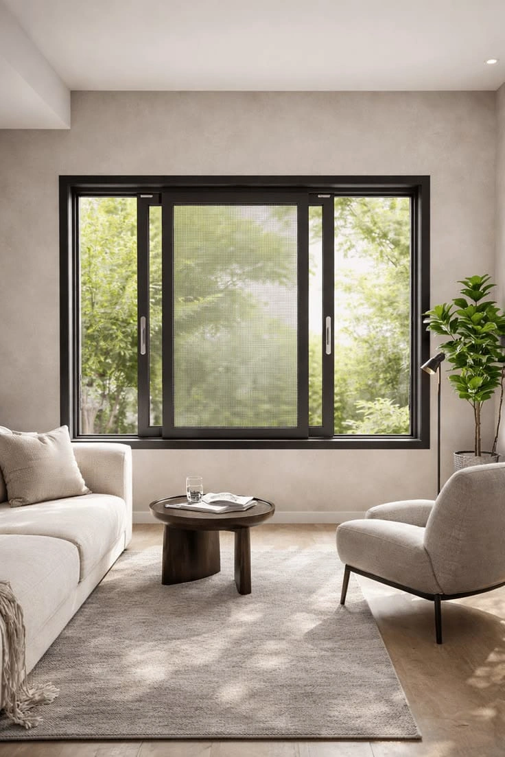 Space-saving thermal break aluminium sliding windows manufactured in Islamabad factory